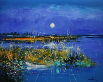 Wild flowers and fishing nets on the Venice Lagoon 24x30